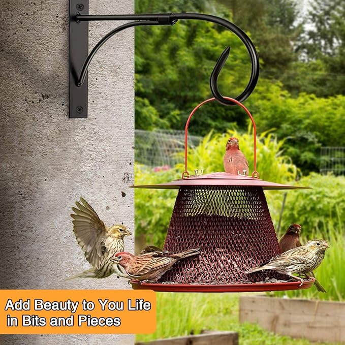 Plant Brackets for Hanging Baskets, 4pcs 11 Inch Iron Wall Mount Plant Hanging Bracket Durable Rust-Resistant Plant Hanger Hook for Hanging Plants Drying Rack Bird Cages Lantern Windchime House Sign