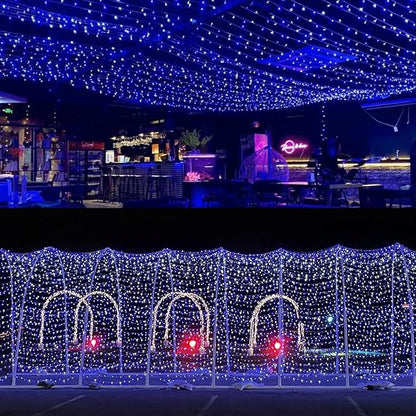 YEGUO 66ft 200 LED Christmas Lights Outdoor Waterproof, White and Blue String Light Indoor, Green Wire Twinkle Tree Light Plug in with Timer Memory 8 Modes