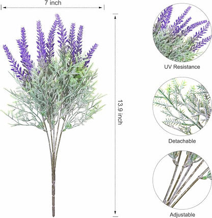 Ivydale Artificial Faux Outdoor Hanging Flowers Plants Basket for Porch Spring Decoration, 12 Bundlies Fake UV Resistant Lavender with Coconut Lining Baskets for Home Patio Balcony Yard