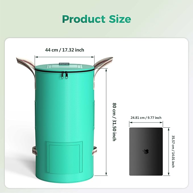 Compost Bins Outdoor 32 Gallon Reusable Garden Yard Waste Bag Breathable Thickened Foldable with 4 Handles for Leaf Compost Collection