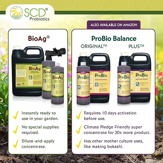 SCD BioAg – Organic Farm and Garden Soil Microbes, Compost Starter with 12 Probiotic Strains, Live Super Concentrate of Liquid Microorganisms, Chemical-Free Soil Amendment, 1 Liter (4 Pack)