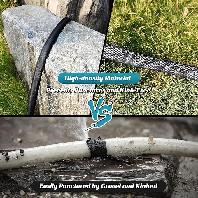 Non-Expanding Garden Hose 100ft, Flexible Water Hose with 8 Function Hose Nozzle, Lightweight, Leak-Proof, Kink Free and Non-Expandable Water Hose for Outdoor, Yard, Lawn, Car Wash, Camper Use