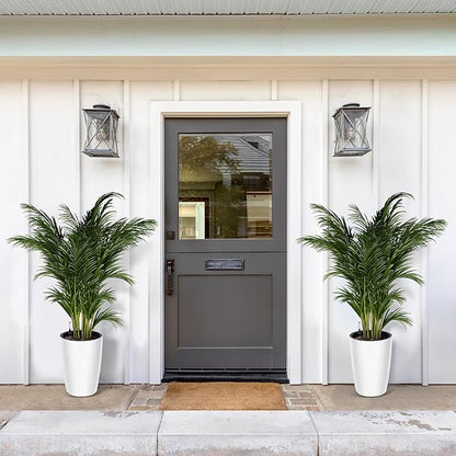 16 in Tall Planters Set of 2, Plant Pots, Self Watering Pots for Indoor Plants, Flower Pots With Built-In Drainage and Visual Water Level Design, for Patio, Porch, Living Room, or Home Office, White