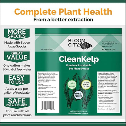 Organic Liquid Seaweed and Kelp Fertilizer Supplement by Bloom City, (8 oz) Concentrated Makes 45 Gallons