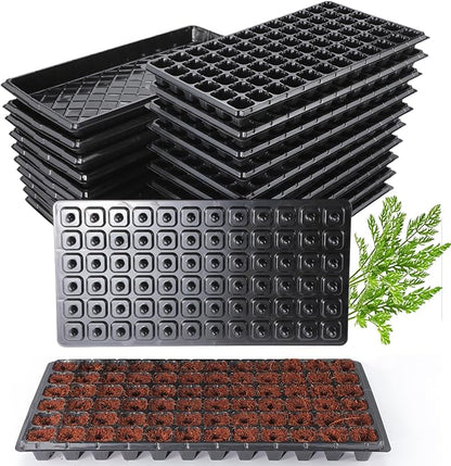 (20Pack) 72-Cell Seed Starter Trays with Dibber, 10 Pack Nursery Starting with Base Tray, 72 Hole Soil Digger for Setting Out Quickly, Seedling Planting Tray, Germination Kit Trays Reusable