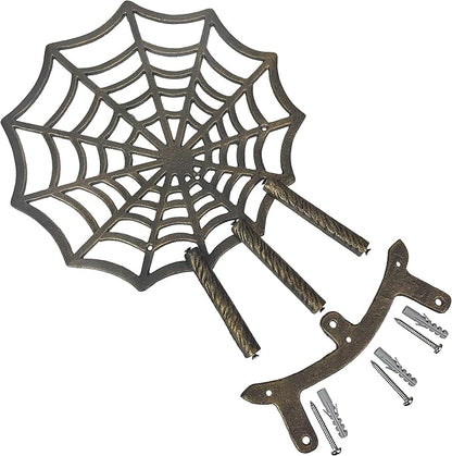 XL Cast Iron Spider Web Hose Holder, Bronze Finish, Heavy-Duty Wall Mounted Garden Hose Hanger, Weather Resistant Decorative Outdoor Hose Storage, Easy Install, Patio Decor, 13.75 Inch Diameter