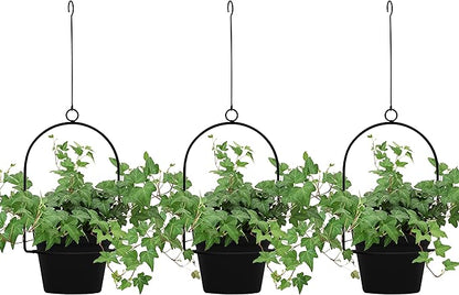 Gardzen 3 Packs Hanging Pots for Plants Outdoor & Indoor, Black Hanging Planter, Pot Hangers for Plant Flower