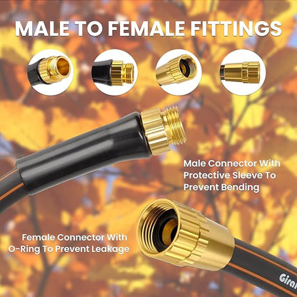 Giraffe Tools Leader Hose 5/8 inch x 2.5ft for Garden, Heavy Duty Water Hose, Flexible & Lightweight Short Hybrid Hose with Bend Protection, Male to Female Fittings