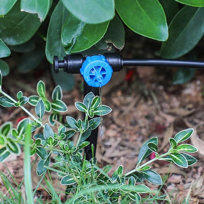 MXIC 24 Pack Push-to-Fit Drip Irrigation Emitters, Leak-Proof Pressure Compensating Drip Emitters, Constant Water Flow 1gph Drip Emitters for 1/4 Inch Tubing