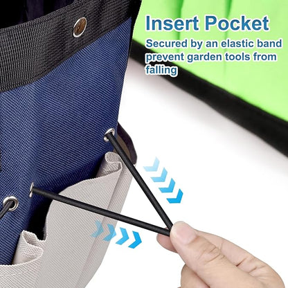 Garden Tool Bag Organizer, Heavy Duty Gardening Tote Bag with 7 Pockets and Zippers Pockets, Garden Home Tool Kits Organizer, (Tools are not included), Gray