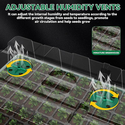 120 Cell Seed Starter Tray, Seed Starter Kit with Growth Light, 3.54-inch Humidity Dome Seedling Germinatio Starter Kit, Indoor Seed Germination Tray for Seed Reproduction and Seed Initiation