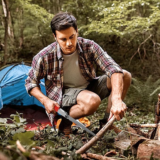 Folding Saw, 8" Branch Handsaws for Wood Cutting, Camping & Tree Pruning, Premium SK-5 Steel with Multi-Level Hardened Teeth, Outdoor Portable foldable survival/camp/bushcraft saw
