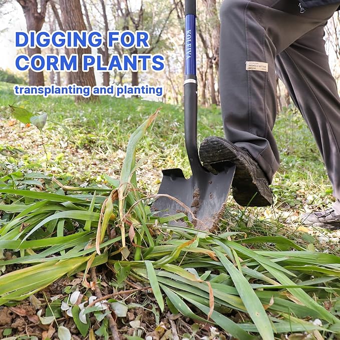 Shovel,Shovels for Digging Heavy Duty with Fiberglass Handle,Spade Shovel for Gardening Trenching Planting Transferring,57 inches,Blue