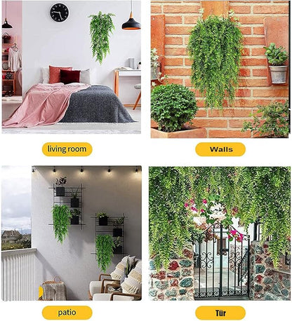 Toprooms 4pcs Artificial Hanging Plants Fake Hanging Plant Fake Plants Faux Fern Ivy Vines Outdoor UV Resistant Plastic Hanging Plants Artificial Decor (Ferns)