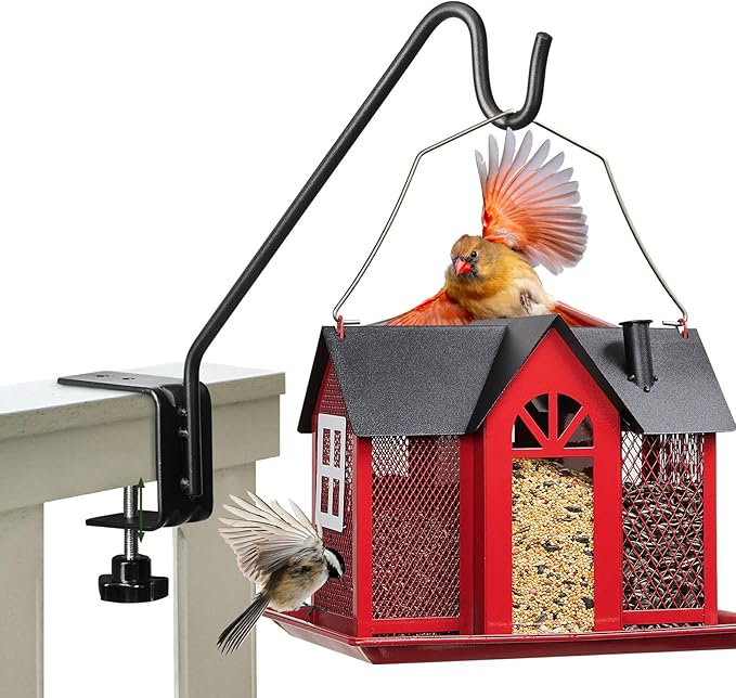 Kingsyard Middium Heavy Duty Deck Hook - 10 inch Metal Deck Railing Hooks for Hanging Bird Feeders, Planters, Suet Baskets, Lanterns, Wind Chimes