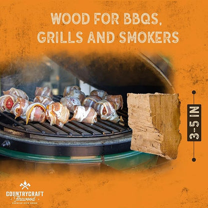 Kiln-Dried Red Oak Cooking Wood Chunks – Sustainably Sourced Firewood and BBQ Wood for BBQs, Grills & Smokers – 10 lbs, Made in The USA with 2 Firestarters