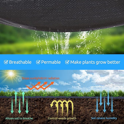 6ft x300ft Black Weed Barrier Landscape Premium Fabric-Heavy Duty Woven Ground Cloth with Superior Permeability Weed Control Convenient Design