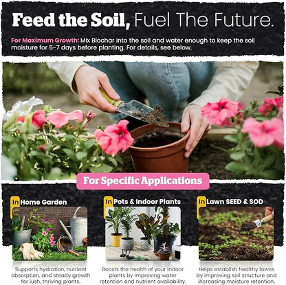 Wakefield Biochar Potting Mix & Indoor Plant Soil – Potting Soil Indoor Plants w/CarbonBoost Technology – Organic Compost, Pine Bark, Worm Castings – Garden Dirt - 4 Quart