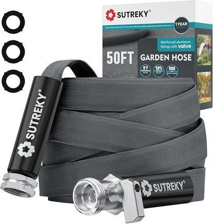 Garden Hose 50ft – Ultra-Light, Kink-Free, High-Pressure, Abrasion-Resistant, Durable, All-Weather, Eco-Friendly