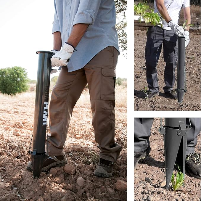 Kamikaze Bulb Planter Tool - Heavy Duty Vegetable Bulb Planter for Soft Loam Soil, Durable Double Handle with Reinforced Tip. Professional Grade Steel Garden Tool, Easy Use for Planting Bulbs