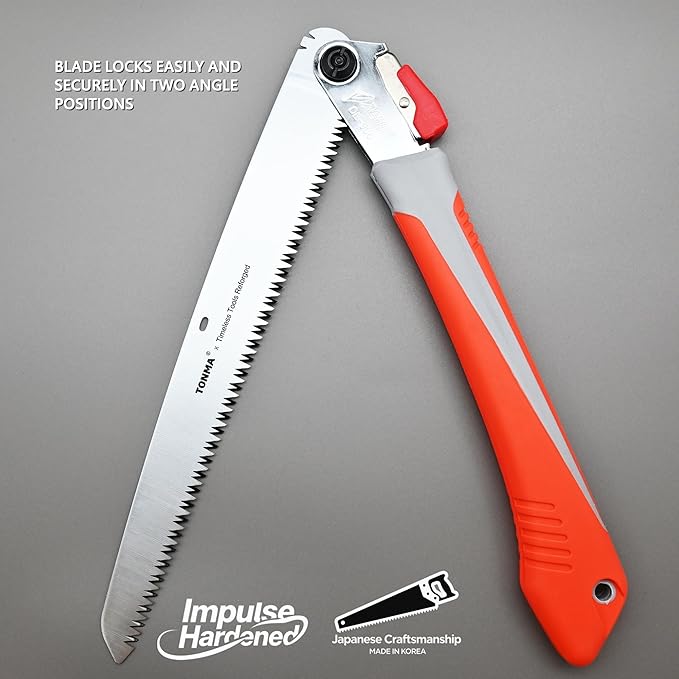 TONMA Professional Folding Saw [Made in Korea] 12" (300mm) Large Teeth Portable Pruning Hand Saw for Wood Cutting, Outdoor Camping, Gardening, Japanese Craft Plating Impulse Hardened Stainless Blade