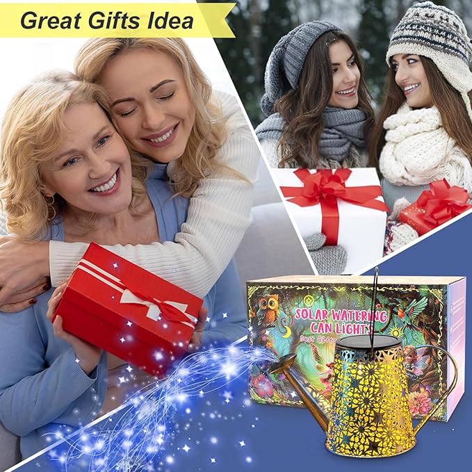 VOOKRY Solar Watering Can Lights, Large Hanging Blue Solar Lights Outdoor Decorative Garden Decor Waterproof for Outside Patio Yard Porch Lawn Landscape, Birthday Gifts for Women Mom Grandma Christmas