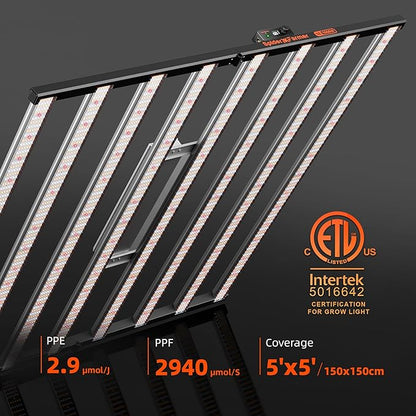 Spider Farmer SE1000W LED Grow Lights 1000w, Samsung LM301H EVO Diodes, 2025 Upgraded Remote App Control, 5x5ft Coverage Dimmable Daisy Chain Bar Style Commercial LED Growing Lamp, Vertical Farming