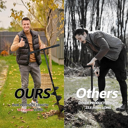 2 in 1 Hand Auger Spiral Drill for Planting, 6 X 42.9inch Post Hole Digger Manual Auger for Fence Posts, Sand, Bulb,Seedlings, Tree, Mail Box, Manual Garden Spiral Hole Digging Drill with Non-Slip.