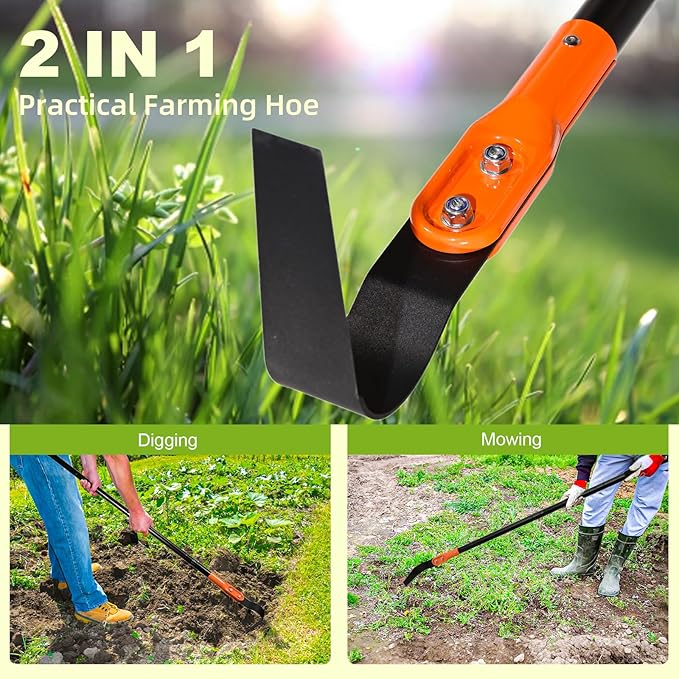 Pragmatist L Shaped Garden Hoe Tool, 70.9Inch Heavy Duty Manual Crevice Weeding Hoe - Weeder & Cultivator Hoe Garden Tool with Adjustable Long Handle for Digging, Trenching, Weeding, Loosening Soil
