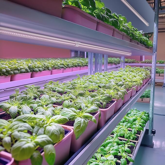 Barrina 4FT T8 Plant Grow Light, 252W(6 x 42W, 1400W Equivalent), Full Spectrum, LED Growing Lamp Fixture for Indoor Plant Growing, with ON/Off Switch & V-Shaped Reflector, Pinkish White, 6-Pack