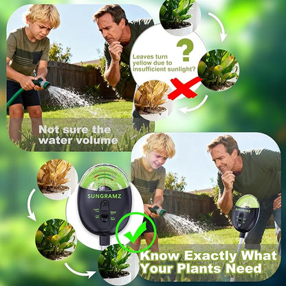 Soil Moisture Meter for Plants, 4-in-1 Moisture/pH/Fertility/Sunlight Dial Display, pH Soil Tester for Garden, Lawn, Farm, Indoor & Outdoor Use, No Battery Required, Black