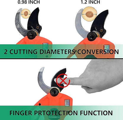 Cordless Electric Pruning Shears, 1.2" (3cm) Cutting Diameter, SK5 Blade, 2×21V 4500mAh Batteries, Lightweight Ergonomic Garden Tree Branch Cutter