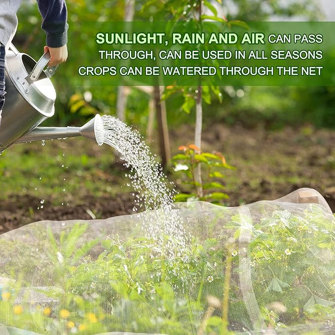 Garden Netting, Jevrench Durable Ultra Fine Garden Netting, Garden Plant Cover Row Cover Makes Plants, Vegetables, Fruits, and Flowers Grow Better (4ft x 25ft)
