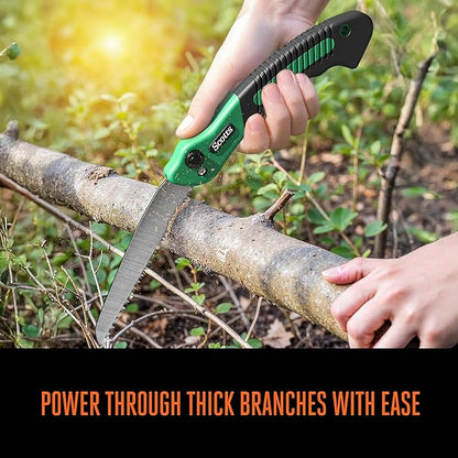 Scotts 2-Piece Pruning Tool Set – Includes 8 in. Bypass Pruning Shears for Live Plants and Soft Stems, and 7.5 in. Folding Saw for Cutting Thick Branches
