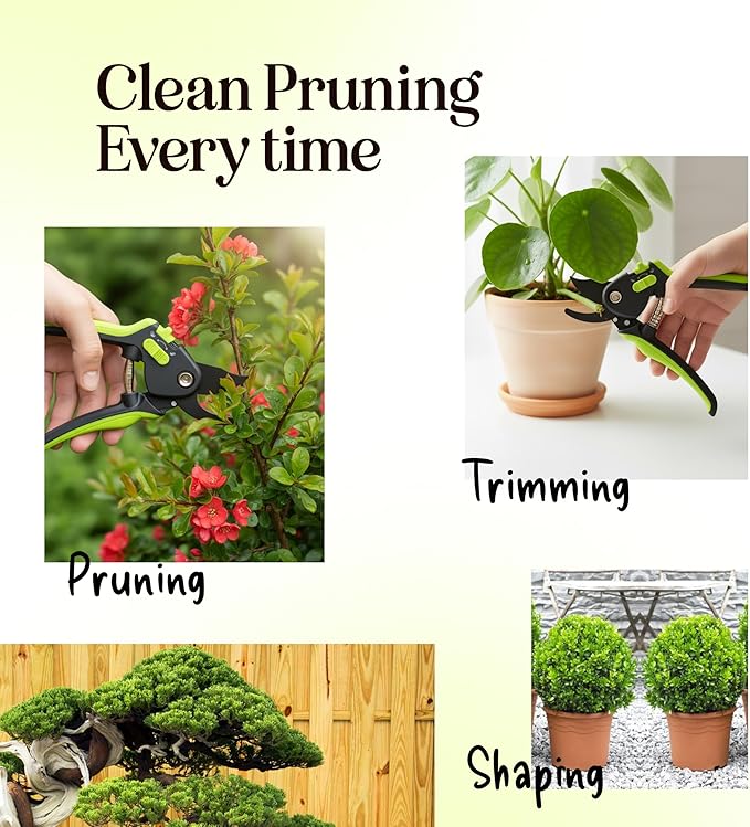 Ultra Sharp Pruning Shears Hedge Clipper – Cuts 3X Easier, Dual-Size Opening, Weak Hand Arthritis Clippers, Rust-Resistant Pruner, Effortlessly Cuts