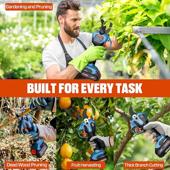 SENIX Cordless Electric Pruning Shears with 2000mAh Battery& Charger, 20V Brushless Motor Pruner, Dual Mode Cutting 1.5" Max for Delicate Flowers & Thick Branches, Gardening, Tree Pruners, Orchard