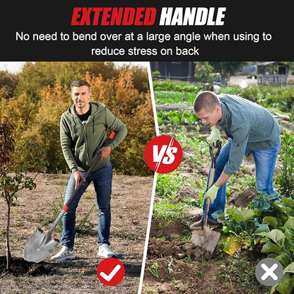 Heavy Duty Garden Tools Digging Shovel Garden Shovel Spade with Long Fiberglass Handle for Digging and Garden Work,58 inches