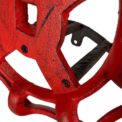 Zeckos Vintage Outdoor Faucet Spigot Garden Hose Holder - Distressed Red Cast Iron - Decorative Wall-Mounted Hose Hanger - Holds 75 Feet - Ideal for Garden - Patio - Rustic Outdoor Decor