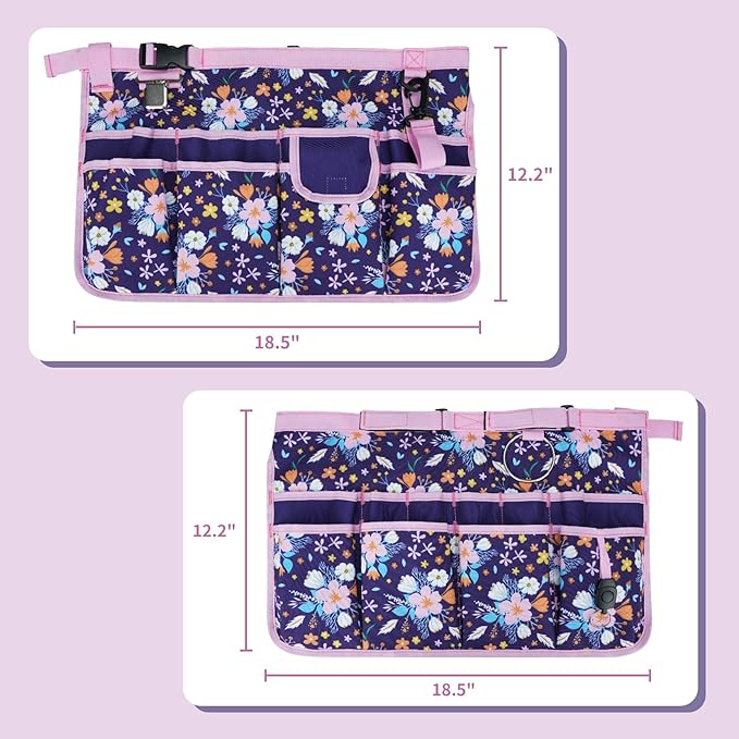 MELOTOUGH Bucket Caddy Organizer Bucket Tool Organizer for Garden Tools Fit 3.5 to 5 Gallon Bucket (Purple Flower)