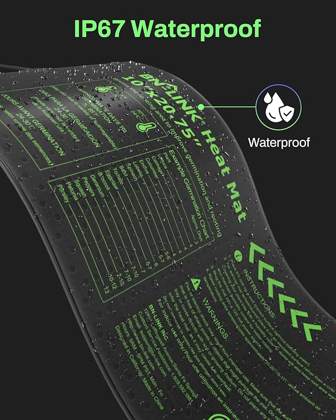 BN-LINK Seedling Heat Mat with Thermostat Controller Combo Set, 10" x 20.75" Plant Heating Mat for Seed Starting with Temperature Control for Indoor Growing, Plants Germination, ETL Listed