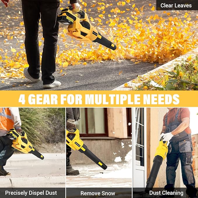 Cordless Leaf Blower for Dewalt 20V Battery, Max 650 CFM/125 MPH Turbo Boost Mode, with 17500RPM Brushless Motor for Lawn Care, Garden (Tool ONLY)