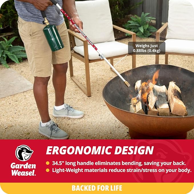Garden Weasel WeedTorch | Weed Burner with Integrated Lighter | Propane Fire Starter, Torch for Weeds | 98007-A