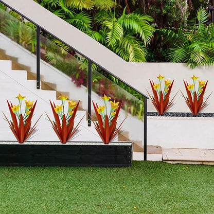 Homight Metal Agave Plant Outdoor Decoration Lily Mexican Yard Art Garden Gift Home Decor Hand Painted Metal Agave Garden Yard Statue, Outdoor Lawn Ornaments(3 Big Yellow Lilies)