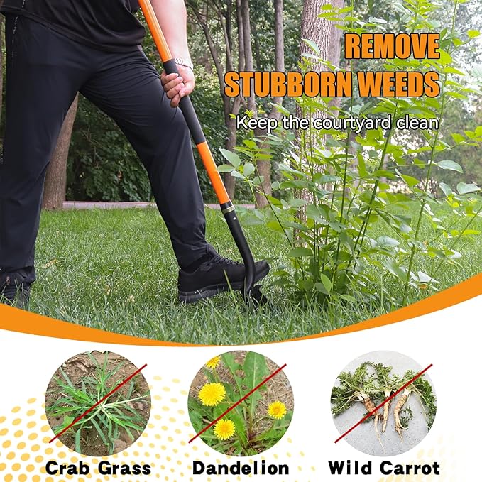 Heavy Duty Digging Shovel 57 Inch Fiberglass Handle with Serrated Steel Blade Ergonomic Grip for Gardening Landscaping Construction