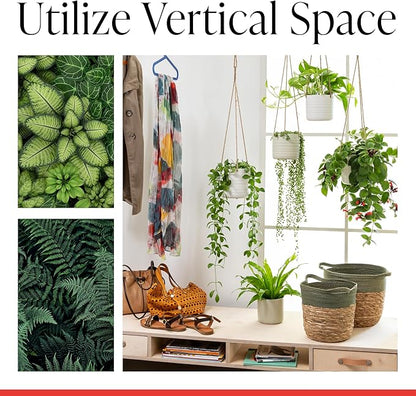 SCHEURICH Set of 2 Silent Green Cottage Ceramic Hanging Plant Pot 6.5" - with 22" Sisal Rope Hanger - Waterproof&Break-Resistant, for Indoor&Outdoor Plants, Succulents&Flowers - Made in Germany -0.7gl