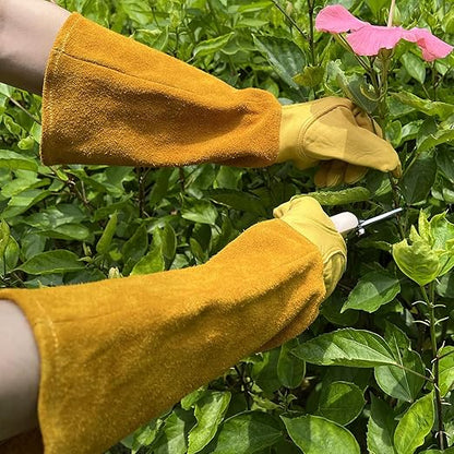 Thorn Proof Gardening Gloves, 100% Cowhide Comfortable Breathable for Rose Pruning, Cactus Handling and Gardening