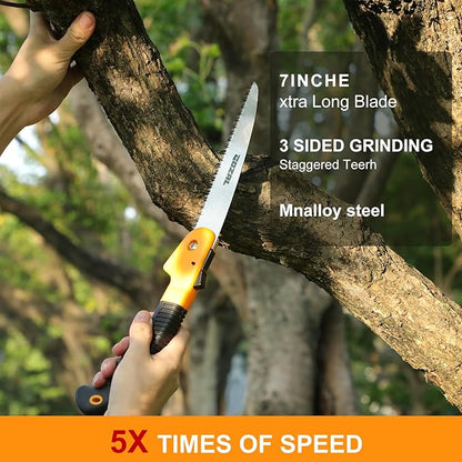Folding Hand Saw for Tree Trimming, Gardening & Camping, Heavy Duty Pruning Saw for Branch Cutting, Outdoor Hiking Survival Tool, Compact and Lightweight Handsaw
