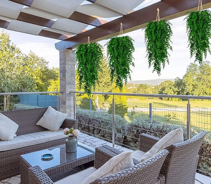 Toprooms 4pcs Artificial Hanging Plants Fake Hanging Plant Fake Plants Faux Fern Ivy Vines Outdoor UV Resistant Plastic Hanging Plants Artificial Decor (Ferns)