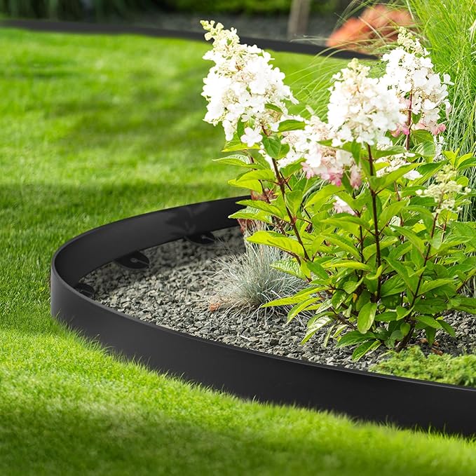 Landscape Edging, 1.5" x 80' Plastic Garden Edging with 100 Pcs Metal Spikes, Flexible Garden Border for Lawn, Landscaping, Flower Beds