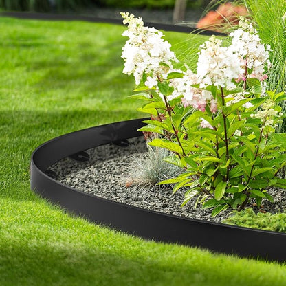Landscape Edging, 2.0" x 100' Plastic Garden Edging with 120 Pcs Metal Spikes, Flexible Garden Border for Lawn, Landscaping, Flower Beds